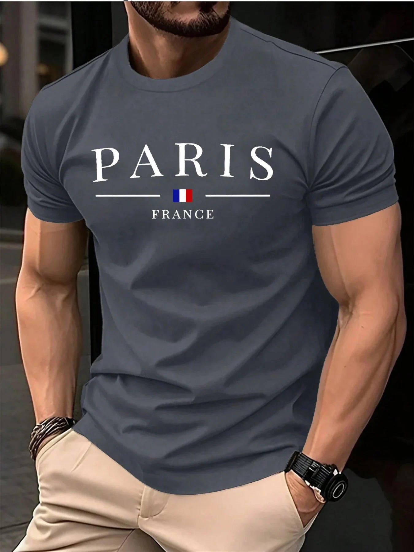 Summer men's 100% pure cotton casual loose plus size Paris French