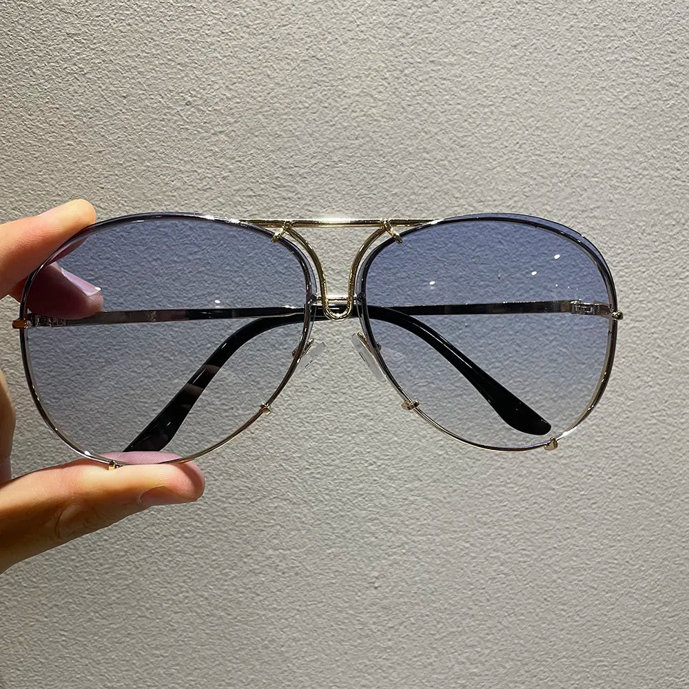 Fashion Pilot Sunglasses Women Oversized Luxury Sun Cool Mirror Vintage Gradient Shades UV400