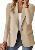 Women's Solid Button Suit Coat Lapel Long Sleeve Casual Coat/Jacket Oversized Work Office