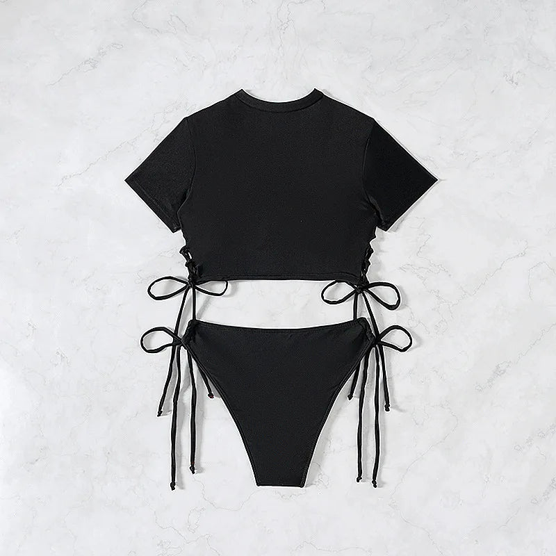 Short-Sleeve Bikini Set - Two-Piece Swimsuit