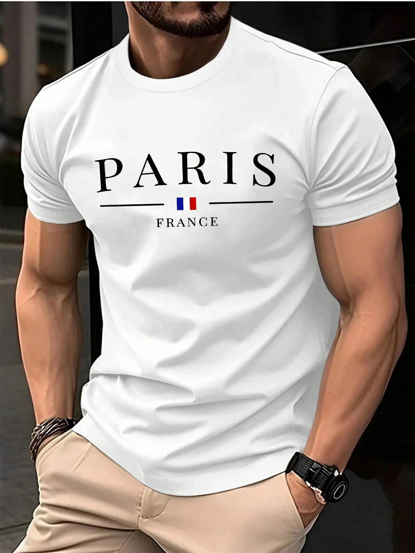 Summer men's 100% pure cotton casual loose plus size Paris French
