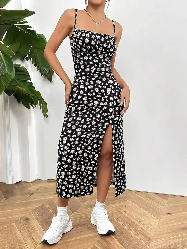 Sleeveless Halter Midi Dress