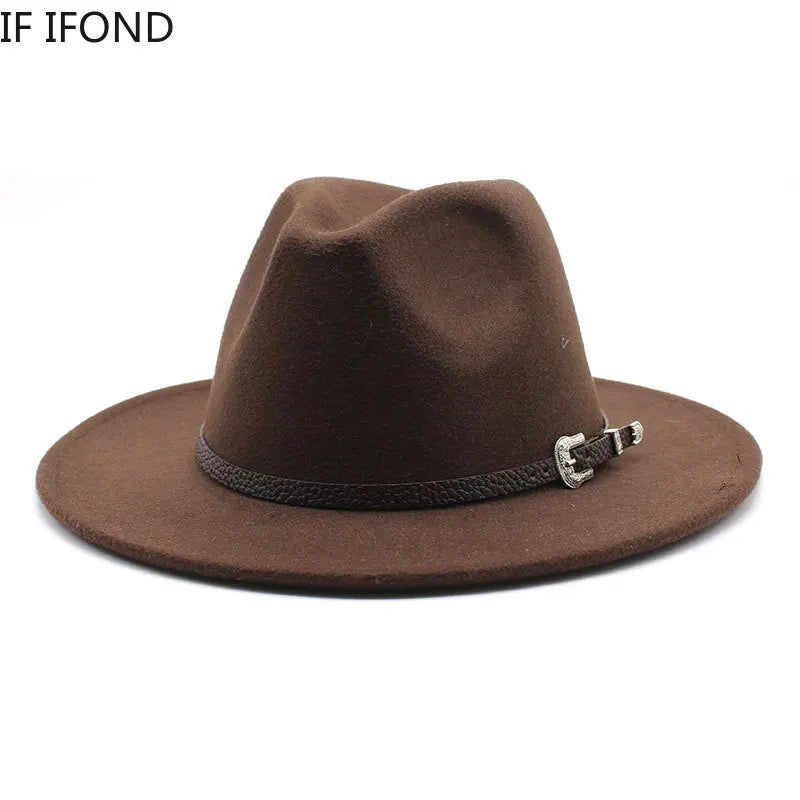 British Style Felt Jazz Fedora Hat 59-61CM Size Panama Trilby Hats For