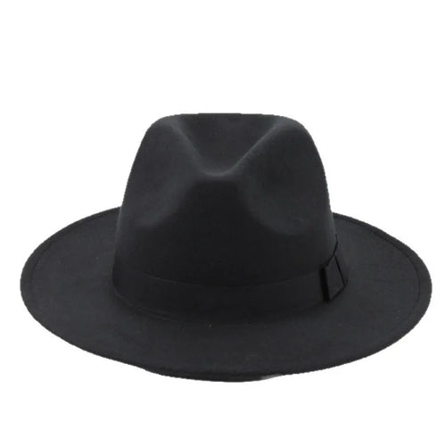 Men Women Vintage Fedora Hat British Style Wool Blend Wide Brim Sun