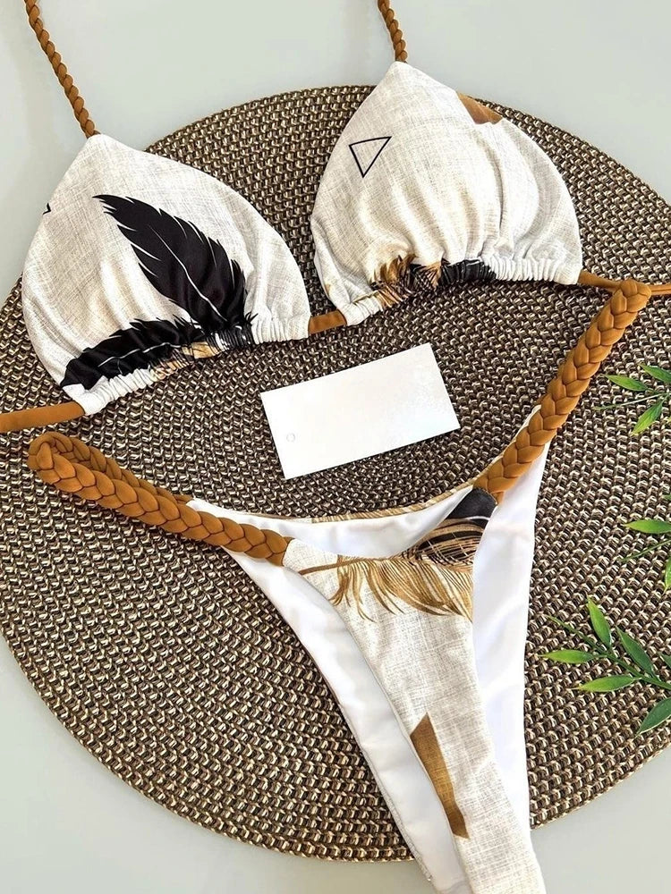 Leopard Print Brazilian Bikini Set - Two-Piece
