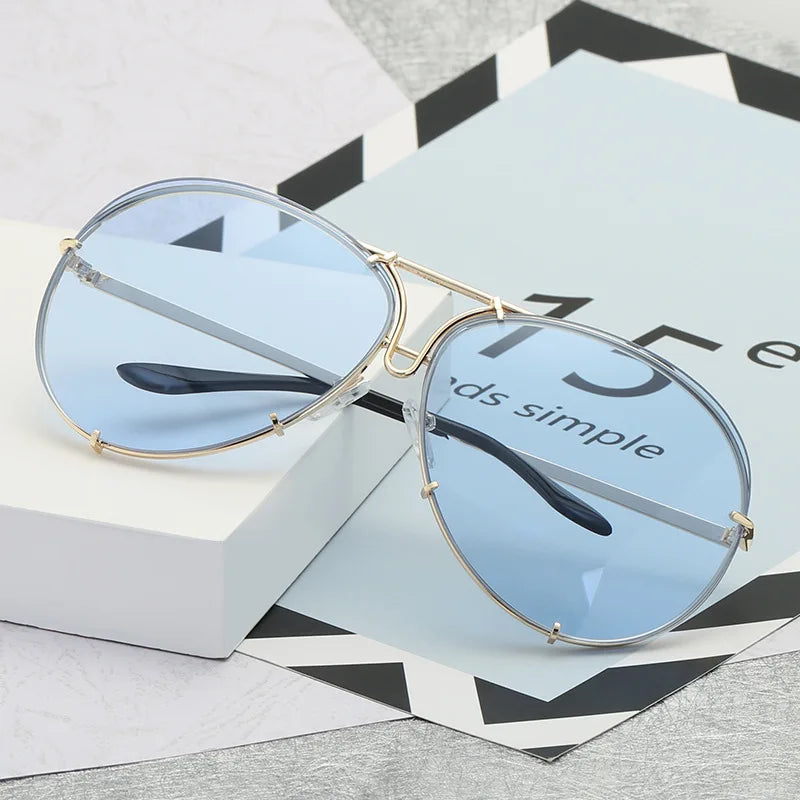 Fashion Pilot Sunglasses Women Oversized Luxury Sun Cool Mirror Vintage Gradient Shades UV400
