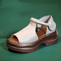Genuine Leather Roman Sle Thi Heel Soft Bot Retro Fi Mouth Platform