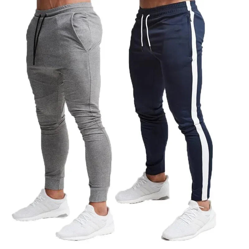 Men Style & Comfort Long Slim Fit Pants Elastic Waist Lace Up