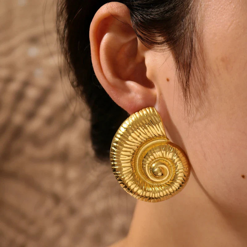 Sea Goddess Spiral Stud Earrings