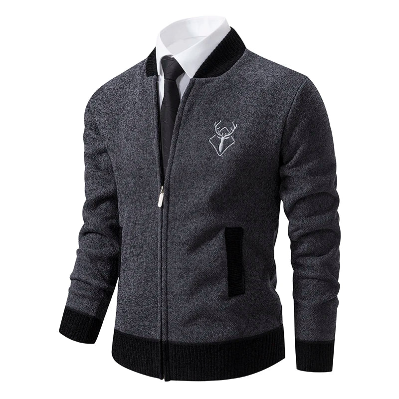 Men's winter warm padded knitted cardigan sweater