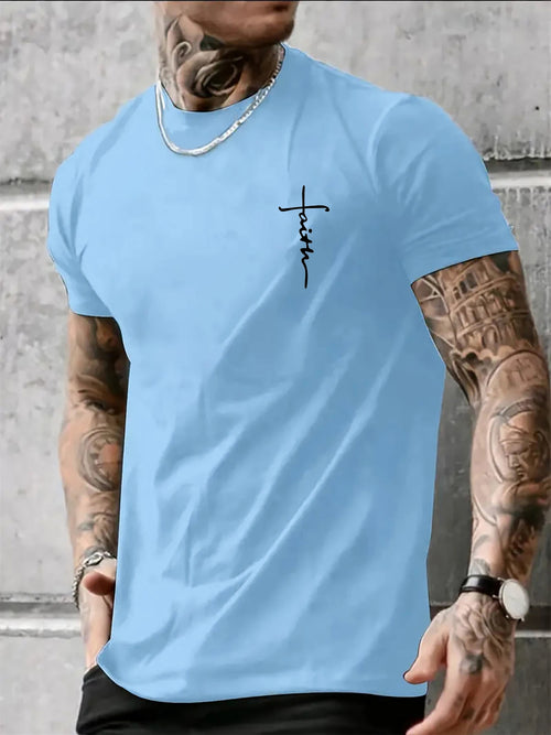 Summer men's 100% pure cotton casual loose fit plus size cross faith
