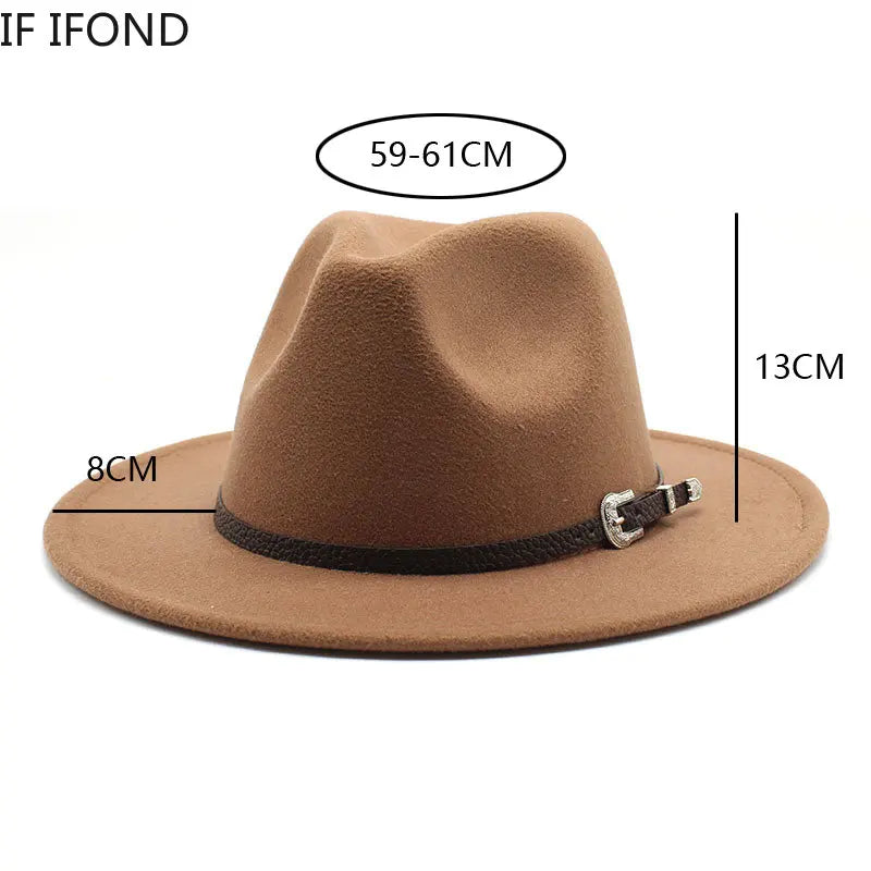 British Style Felt Jazz Fedora Hat 59-61CM Size Panama Trilby Hats For