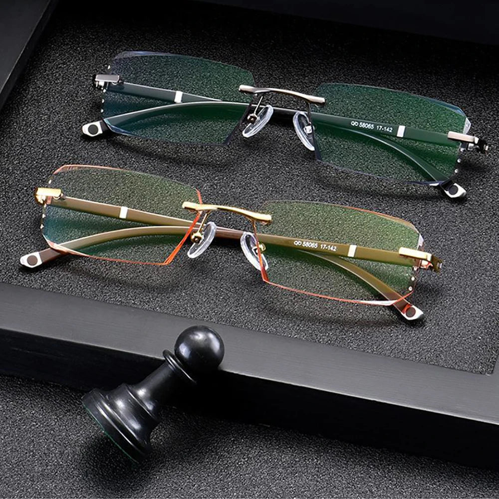 Frameless HD Anti Blue Anti Fatigue Presbyopia Men's Reading Clear Glasses +1.0~+4.0