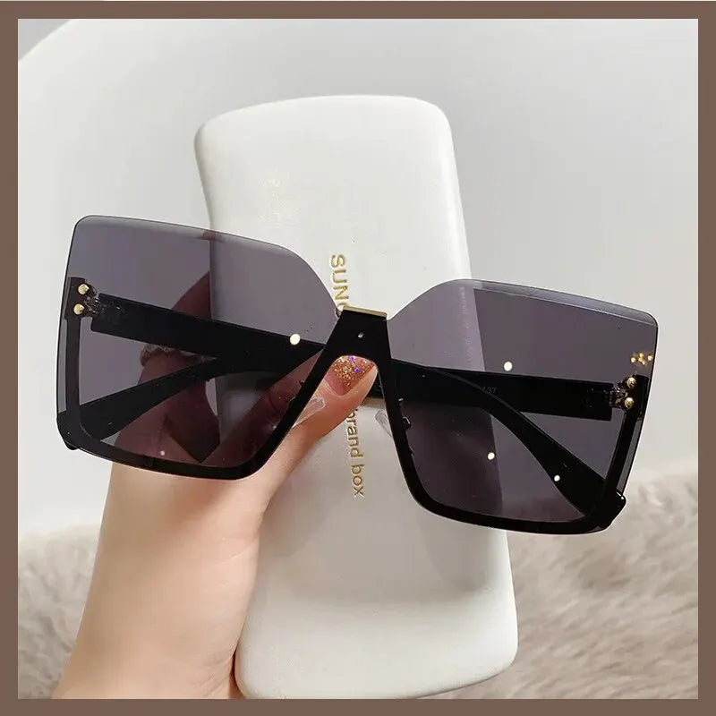 European & American Style Half-frame Metal Anti-UV Slip Sunglasses