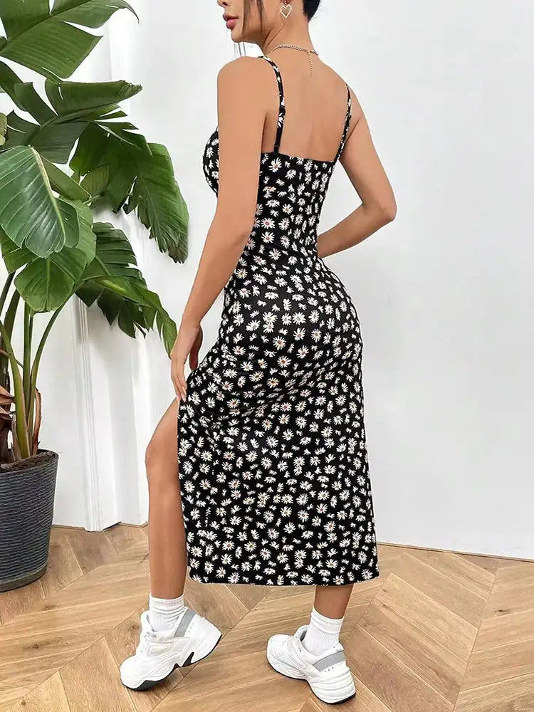Sleeveless Halter Midi Dress