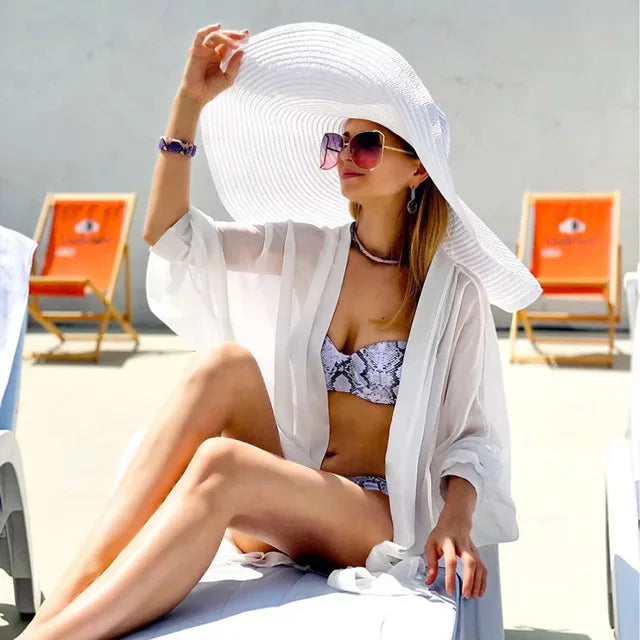 Oversized Beach Straw Hats for Women Floppy Extra Large Sun Visor Hat