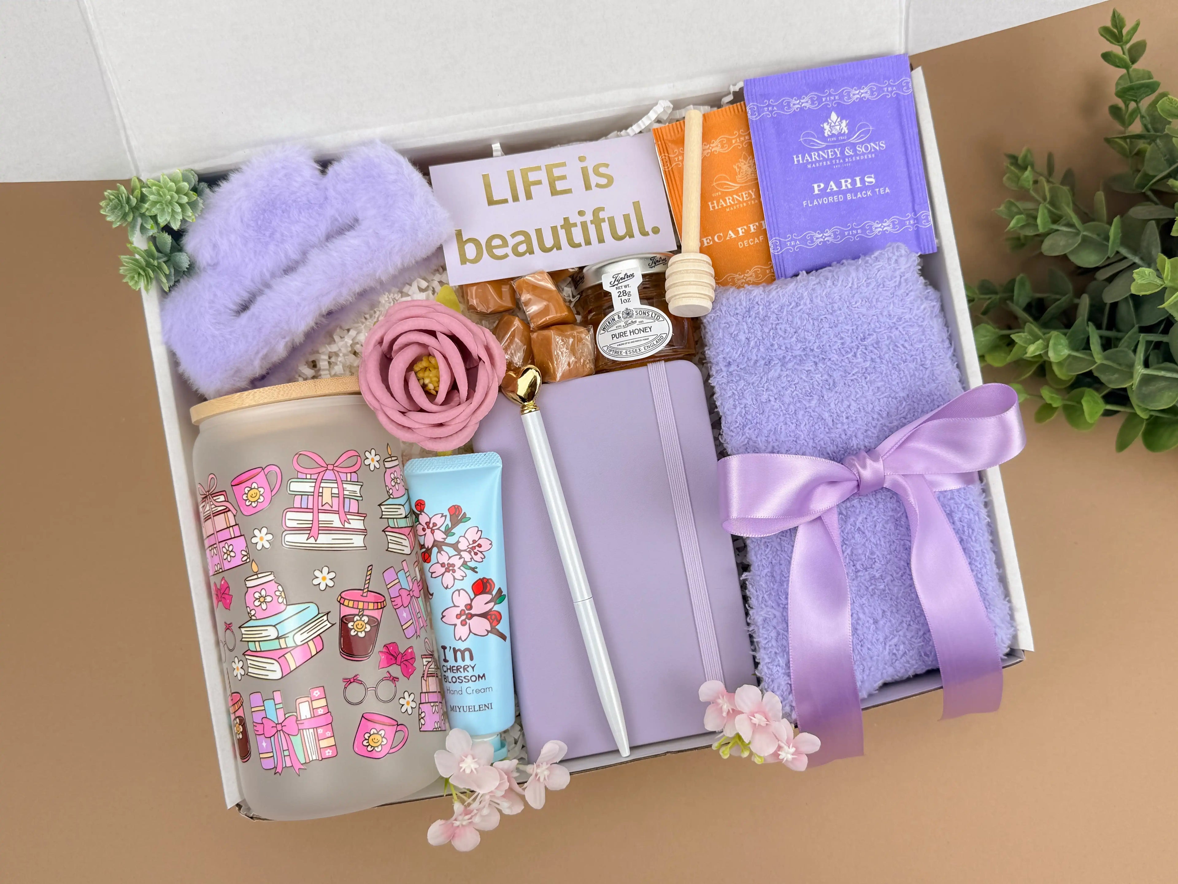 Self Care Gift Baskets – Lavender Spa, Tea & Tumbler Set