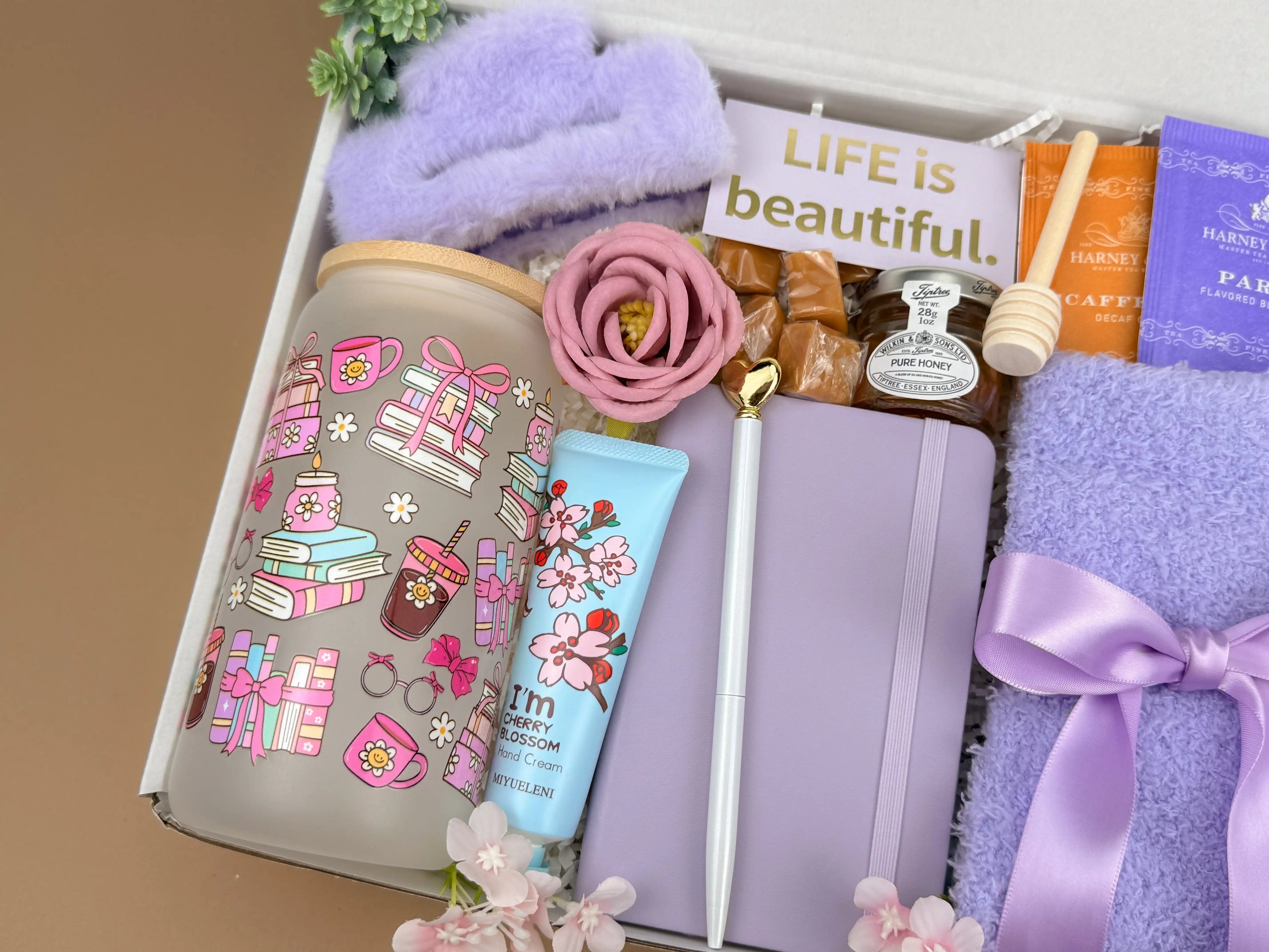 Self Care Gift Baskets – Lavender Spa, Tea & Tumbler Set