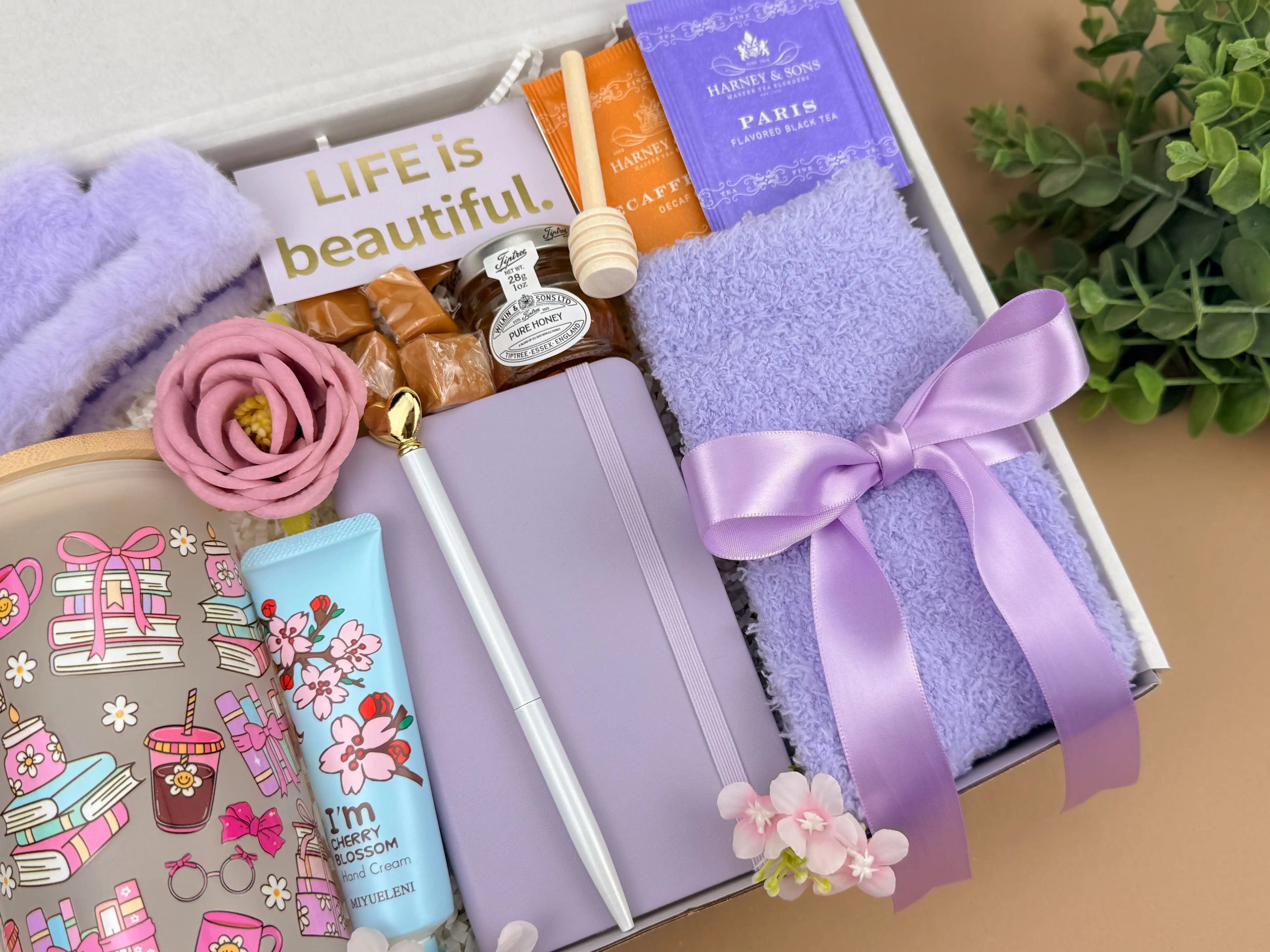 Self Care Gift Baskets – Lavender Spa, Tea & Tumbler Set