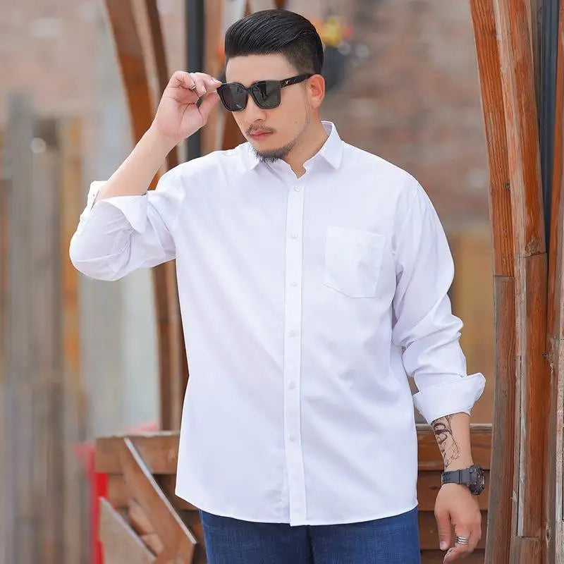Plus Size 12XL 10XL Men's Shirts Long Sleeves Work Formal Shirt