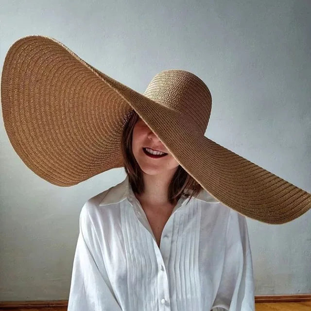 Oversized Beach Straw Hats for Women Floppy Extra Large Sun Visor Hat