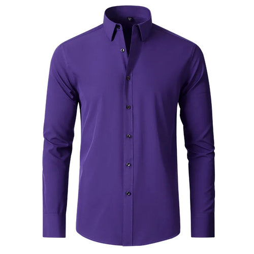 Plus Size 7XL 6XL High Elasticity Seamless Spandex Shirt Men Long