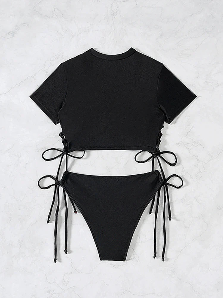 Short-Sleeve Bikini Set - Two-Piece Swimsuit