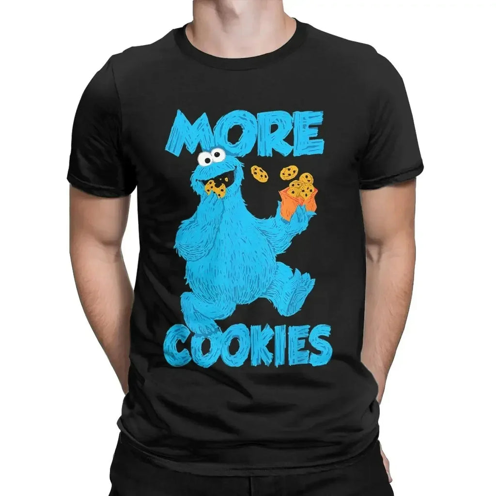 Men T Shirt Sesame Monster Street Cookie Funny Graphic Tee Cotton