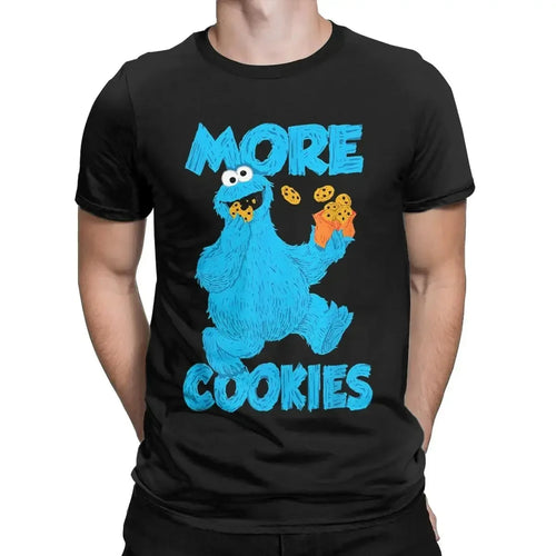 Men T Shirt Sesame Monster Street Cookie Funny Graphic Tee Cotton