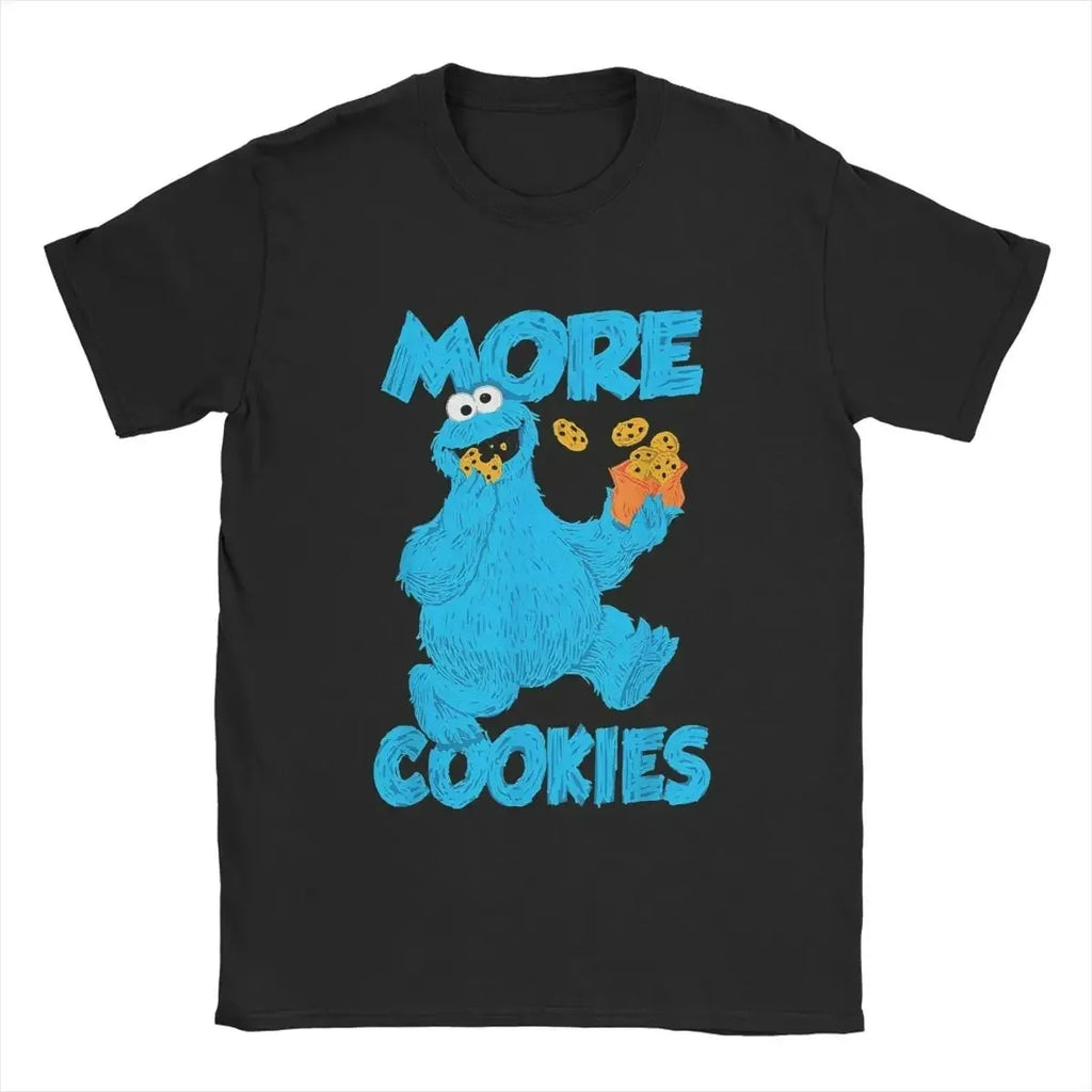 Men T Shirt Sesame Monster Street Cookie Funny Graphic Tee Cotton