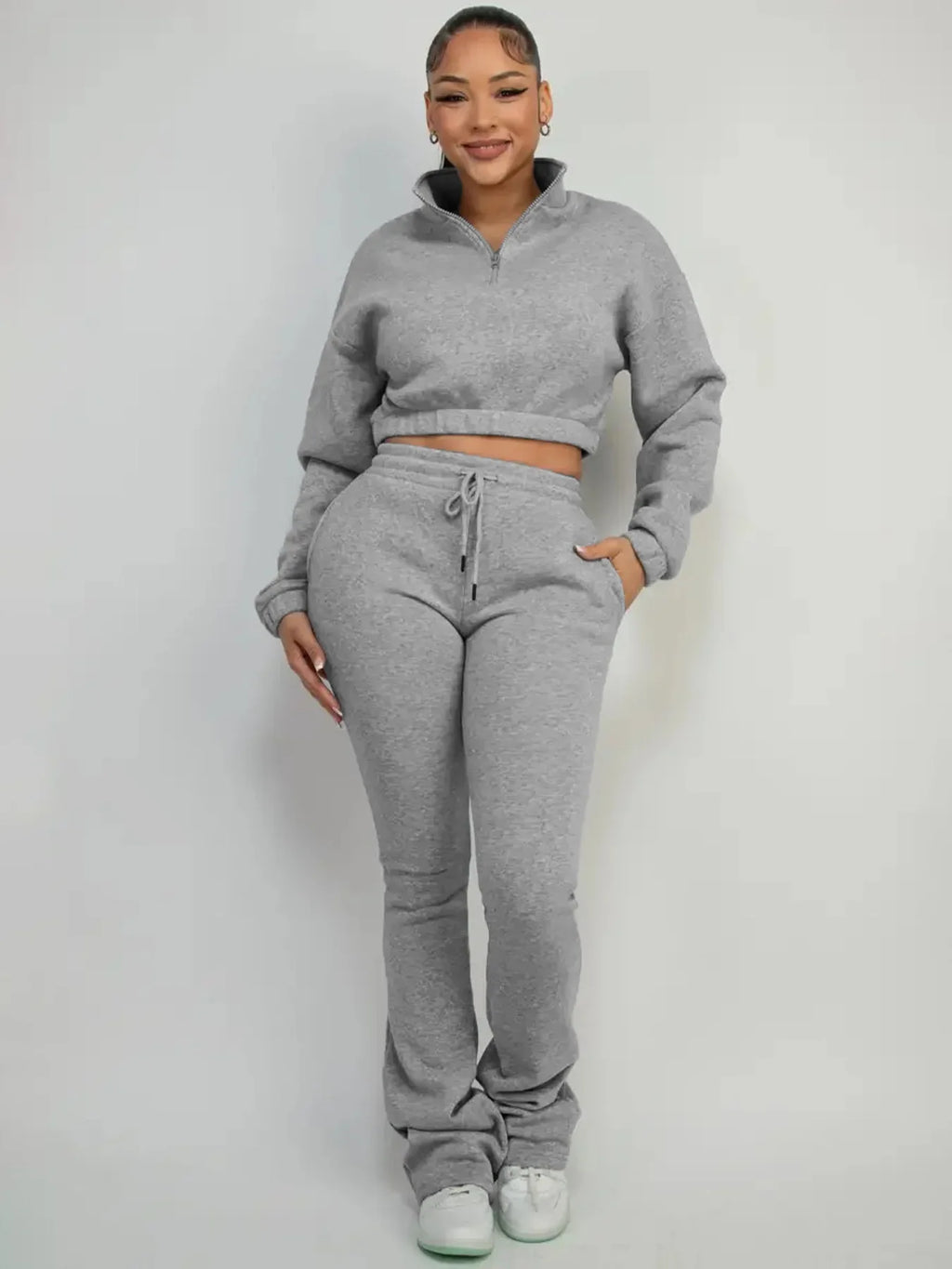 Casual Crop Top and Pants Set