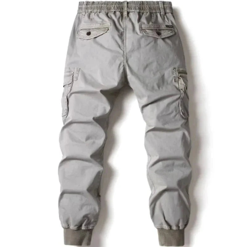 Mandotos Cargo Pants for Men Cotton Full Length Tactical Military Cargo Trousers Gray