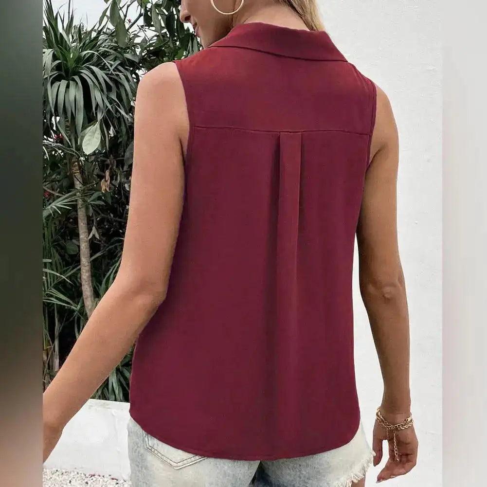 V-Neck Button Front Tank Top