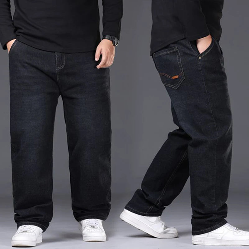 Men Fashion Plus Size 38 40 Black Jeans Male Business Daily Casual