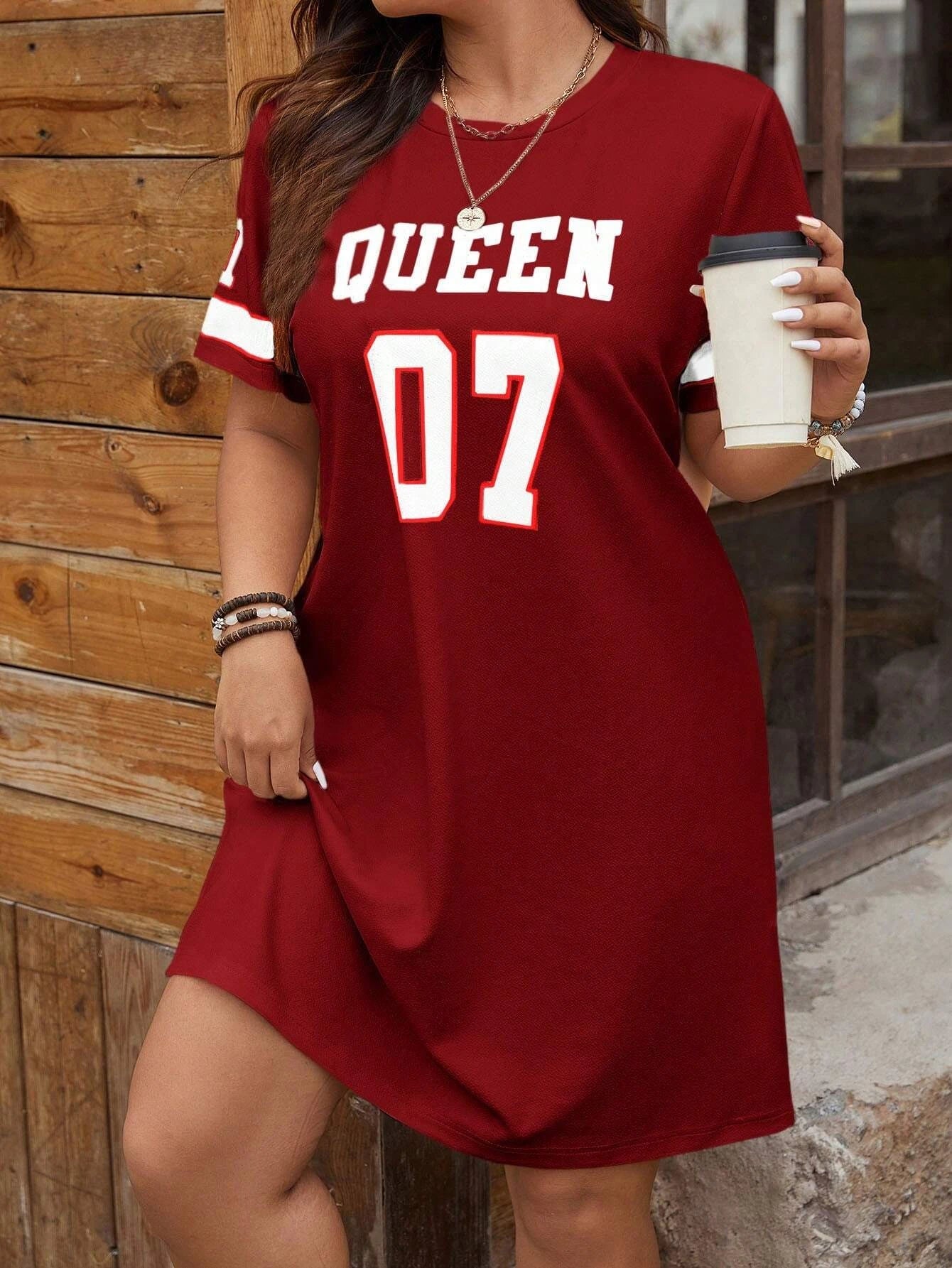 Plus Size Women's Summer Music Festival Pattern Sporty Casual Letter