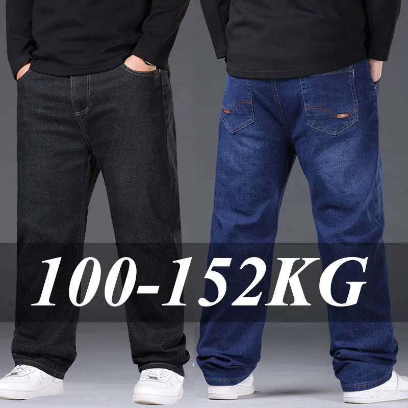 Plus Size Men's Jeans 42-50 High Stretch Denim Fabric Large Size Pants