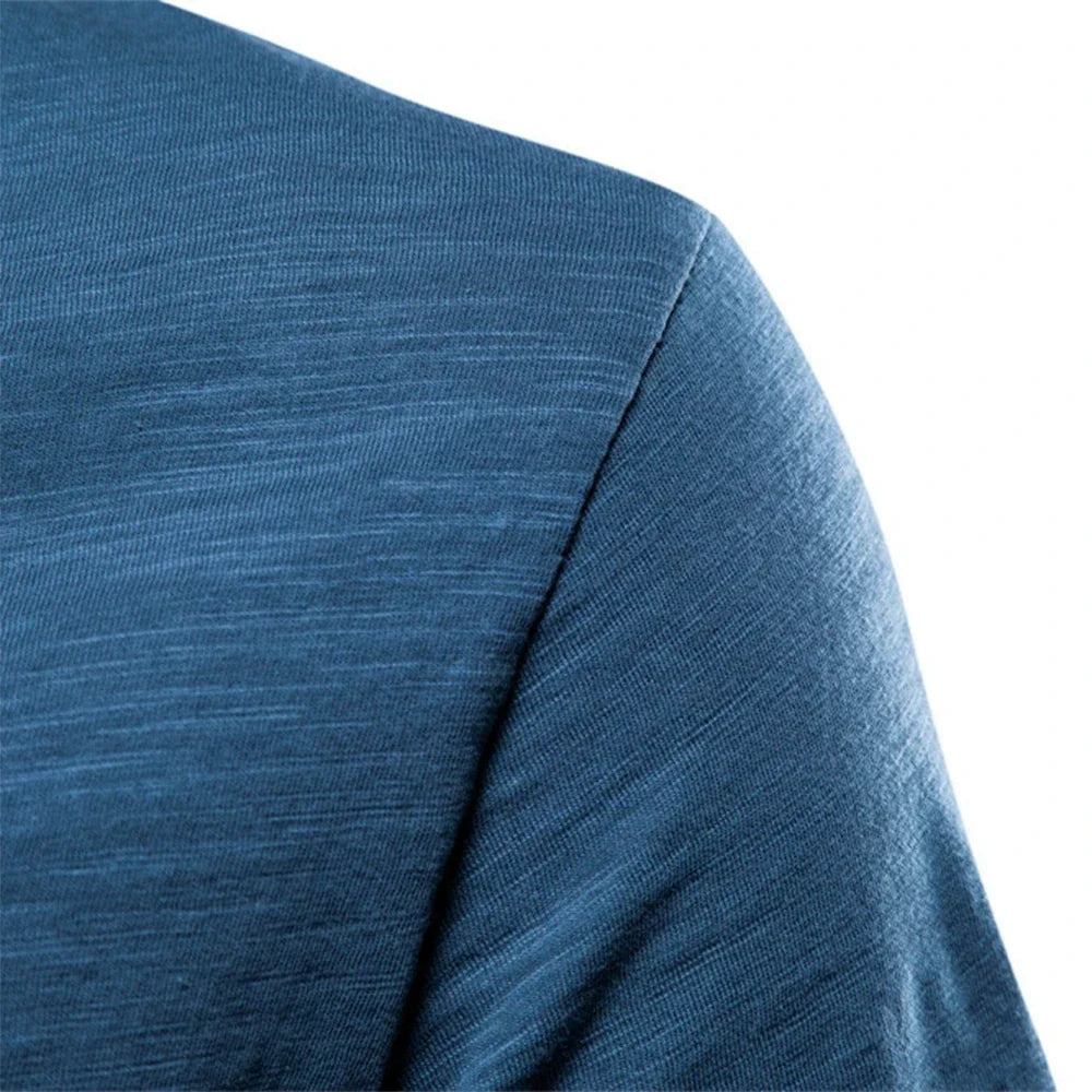 S-5XL 100% Cotton Men's T-Shirts Fashion Design V-neck Casual Slim Fit