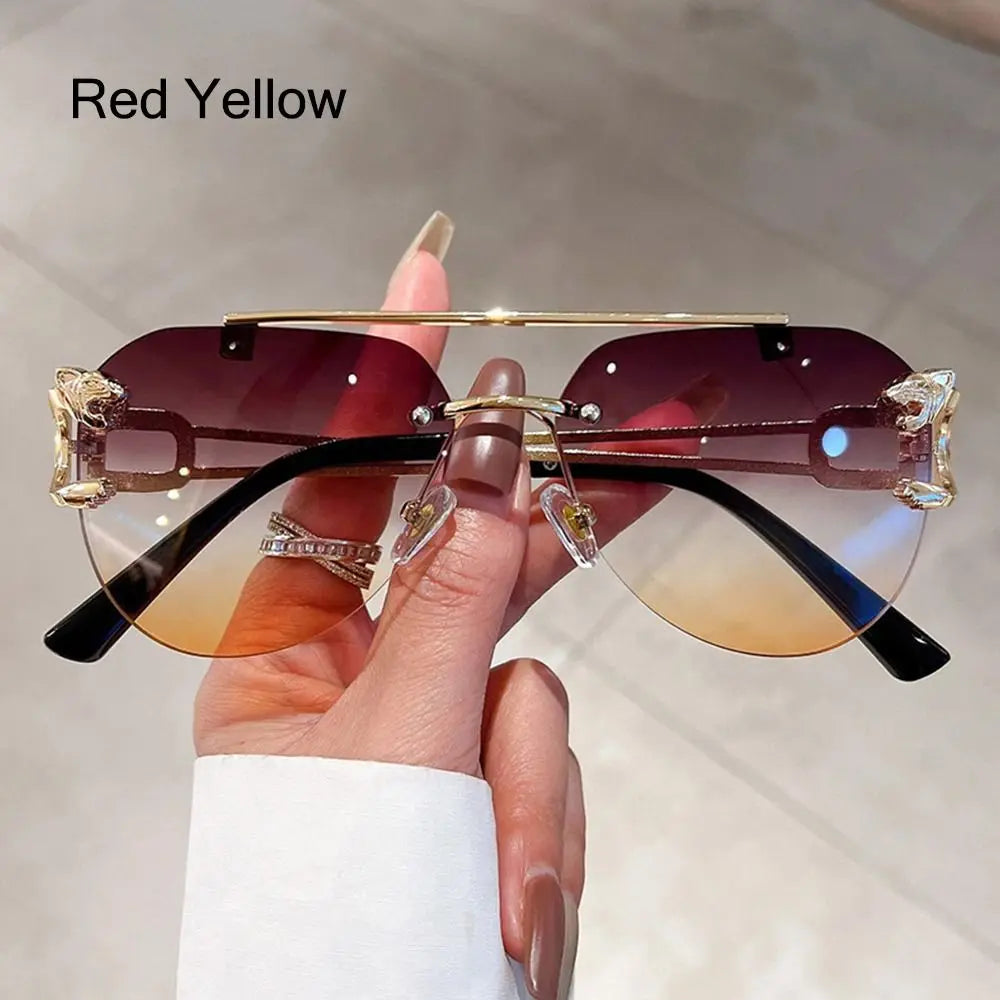 Cheetah Sun Glasses Shades Double Bridge Gradient UV400 Eyewear
