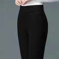 Women Slim Pencil Pants Spring Autumn High Waist Elastic Pockets Solid Elegant