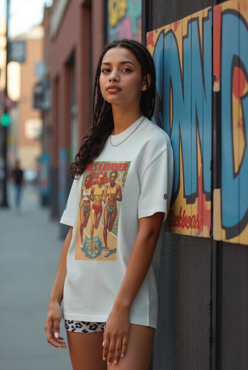 She's a Runner, She's a TrackStar Oversized Faded T-shirt
