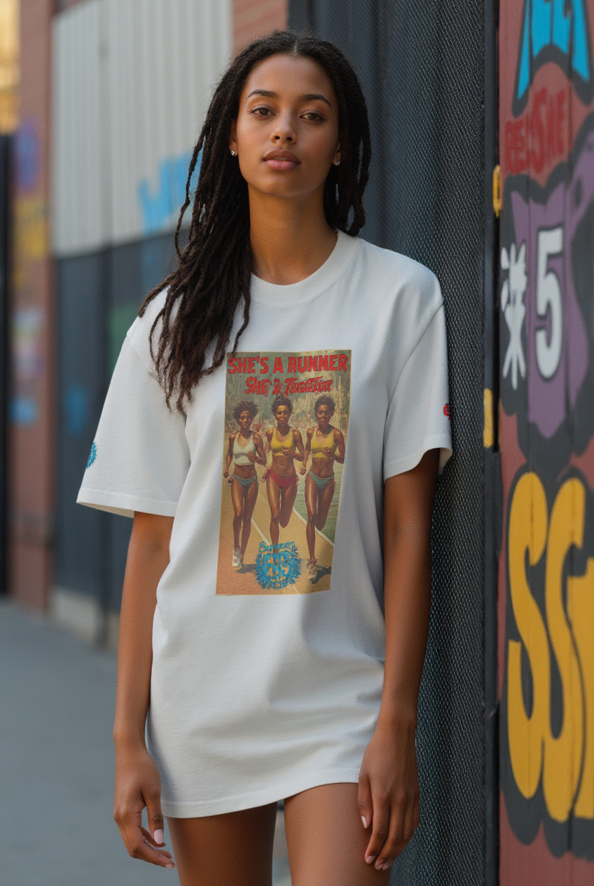 She's a Runner, She's a TrackStar Oversized Faded T-shirt
