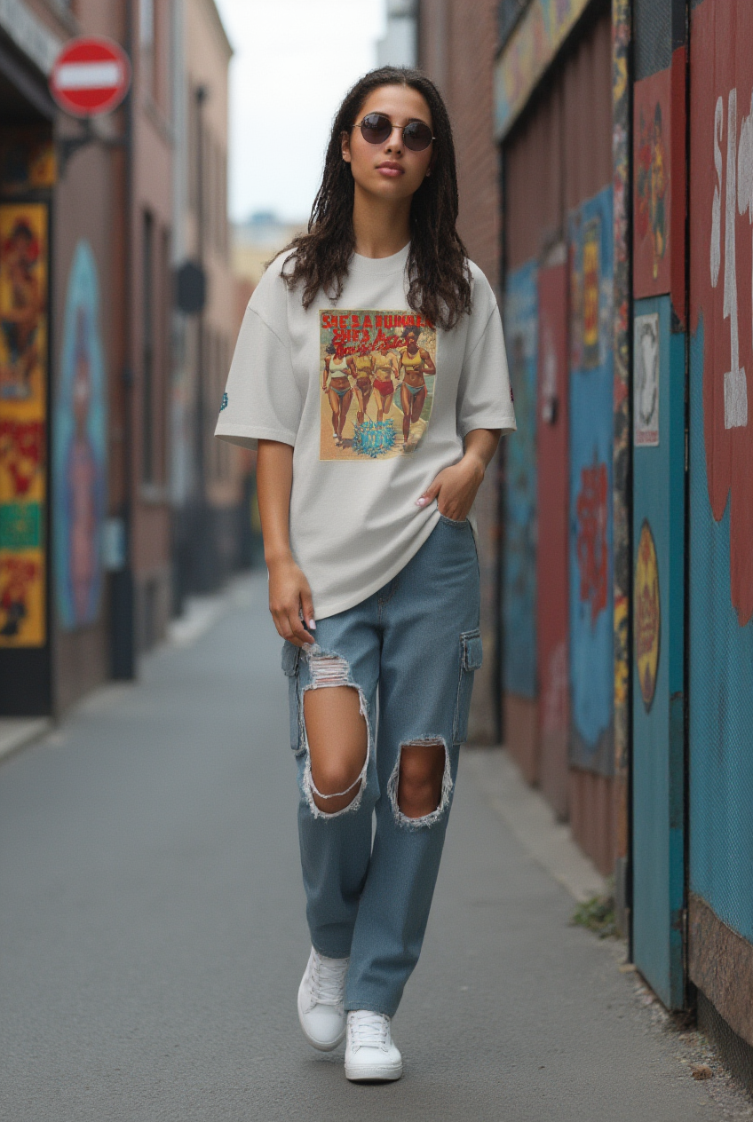 She's a Runner, She's a TrackStar Oversized Faded T-shirt