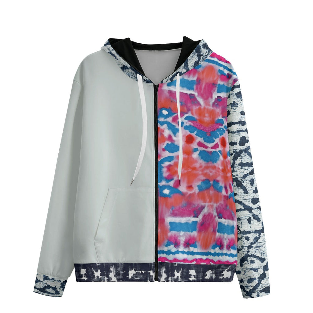 Shibori Bloom Limited Edition Cotton Unisex Zip Hoodie
