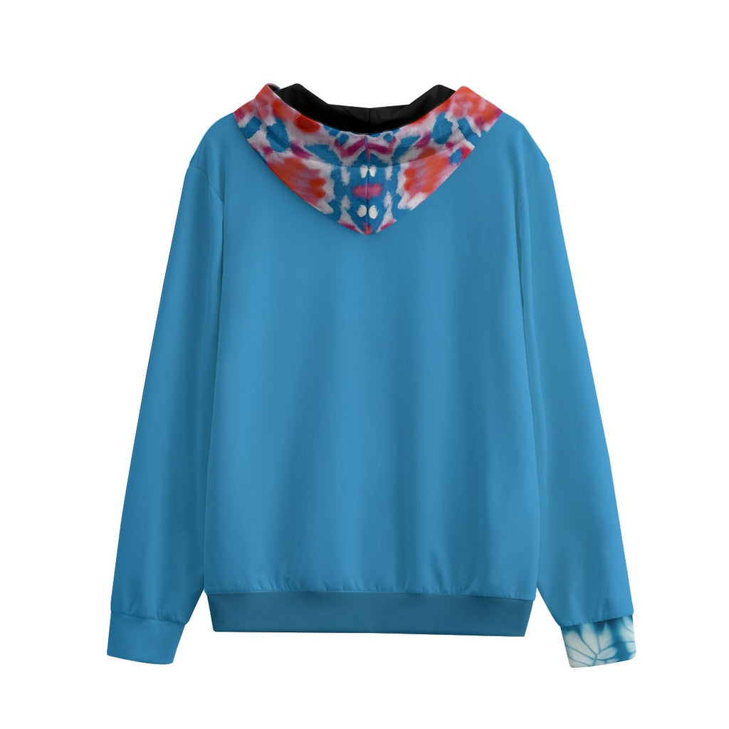 Shibori Retro Hue Hood Unisex Cotton Zip Hoodie