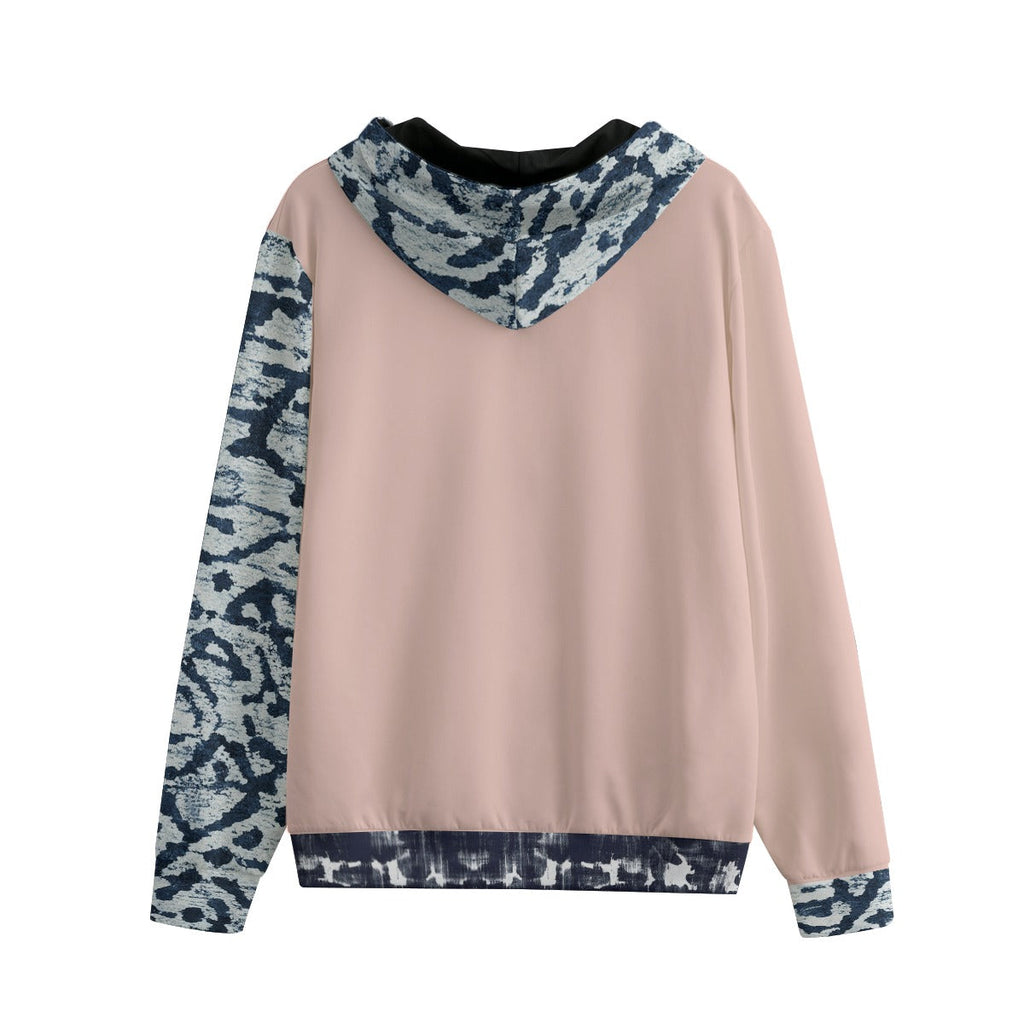Shibori Rose Creme Hand Dye Print Cotton Unisex Hoodie