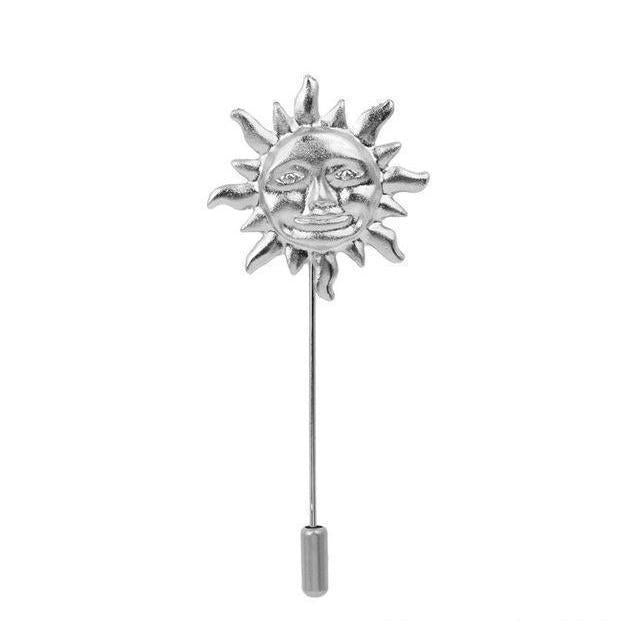 Silver Rustic Sun Brooch