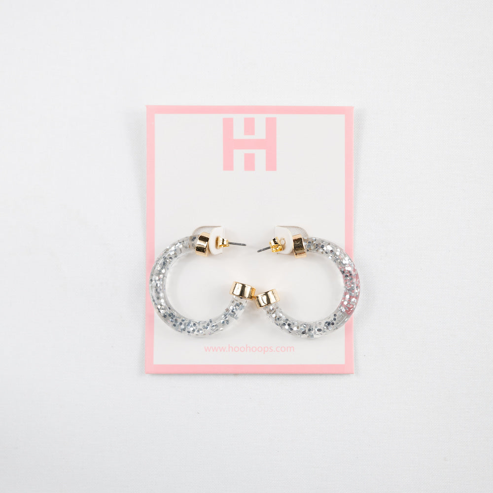 Silver Glitter Mini Hoop Earrings