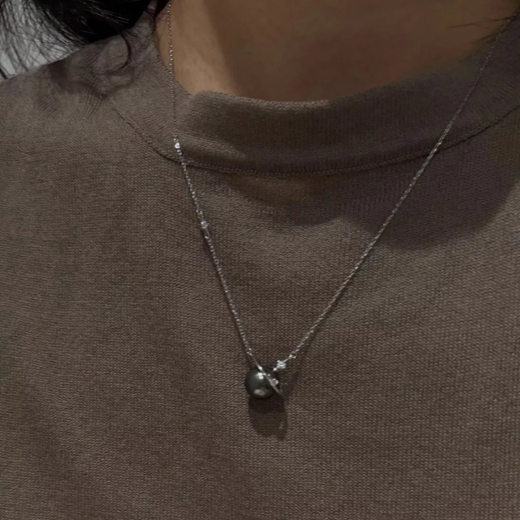 Pearl Planet Pendant Necklace 925 Sterling Silver
