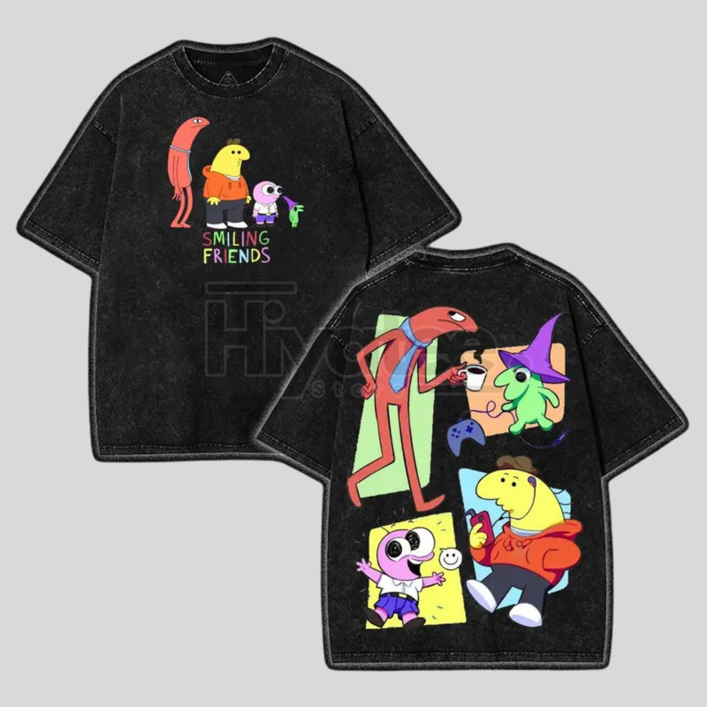 Smiling Friends Season 3 Vintage Washed Tee & Sweatshirt – Double Printed Graphic Streetwear