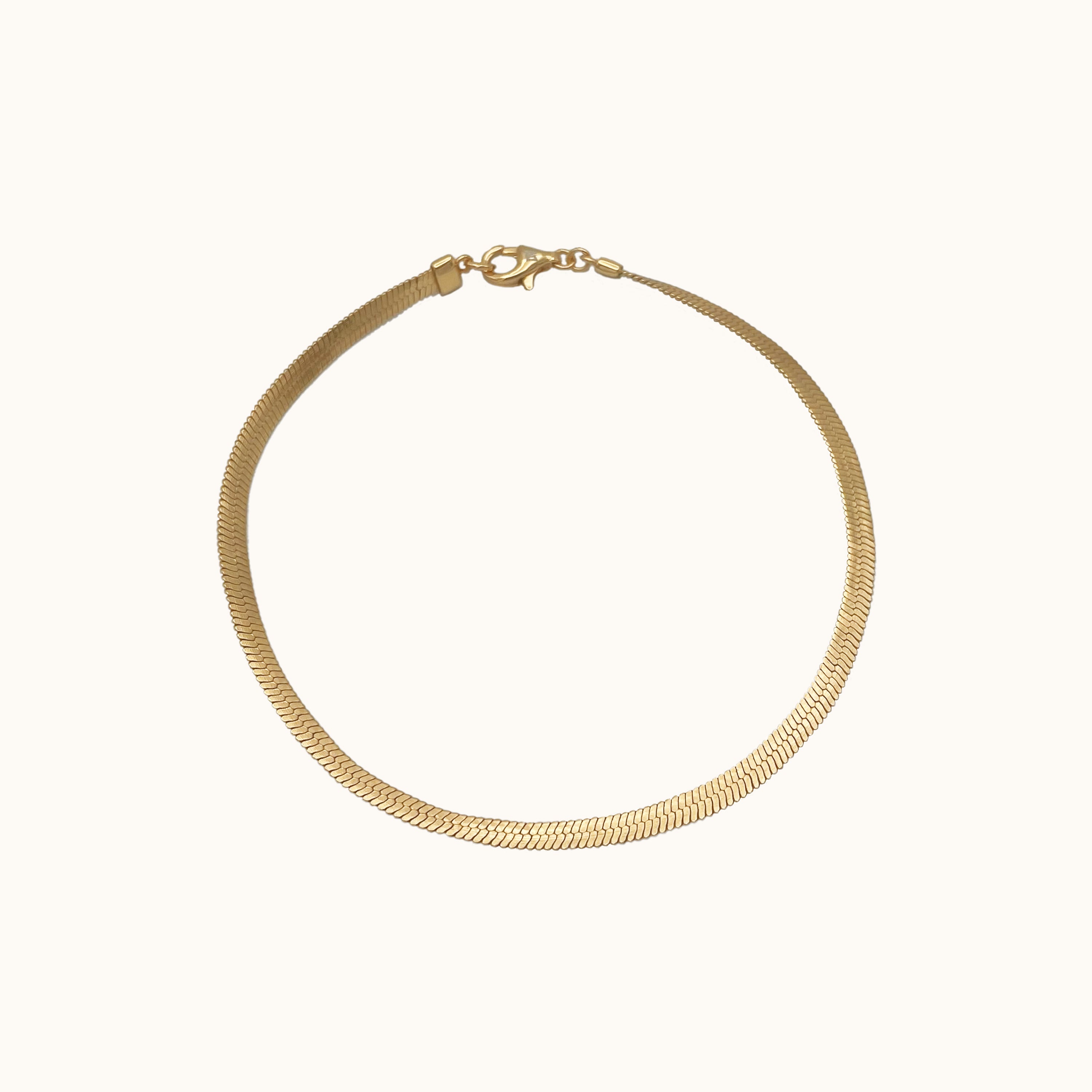Gold Flat Herringbone Snake Chain Bracelet